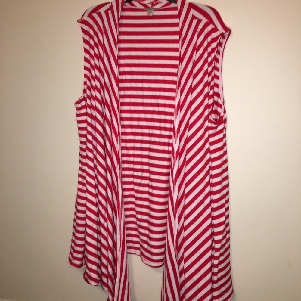 3x striped sleeveless cardigan